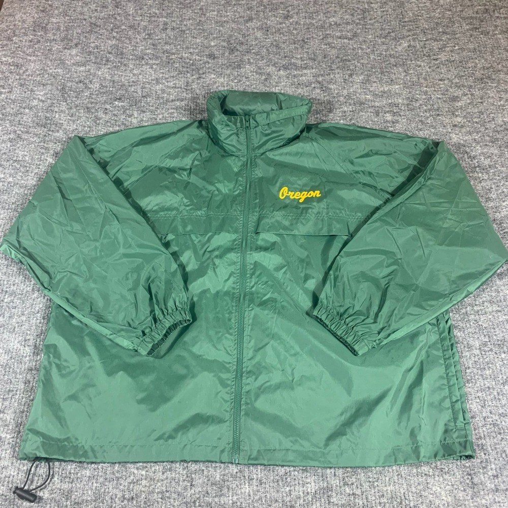 VTG Oregon Ducks Jacket Mens 2XL Hooded Pullover Windbreaker Retro 90s Nylon